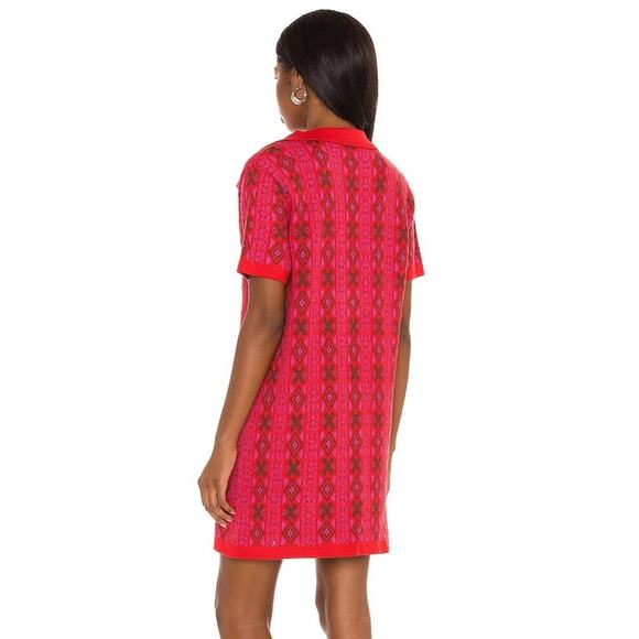 FREE PEOPLE NWT Kitt Mini Sweater Dress Red Printed Short Sleeve Women's XS - Picture 4 of 11